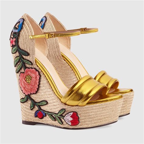 women's gucci wedges|gucci women's leather platform espadrille.